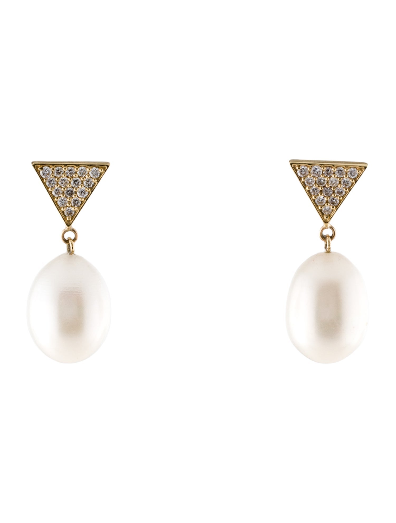 Earrings 14K Pearl & Diamond Drop Earrings