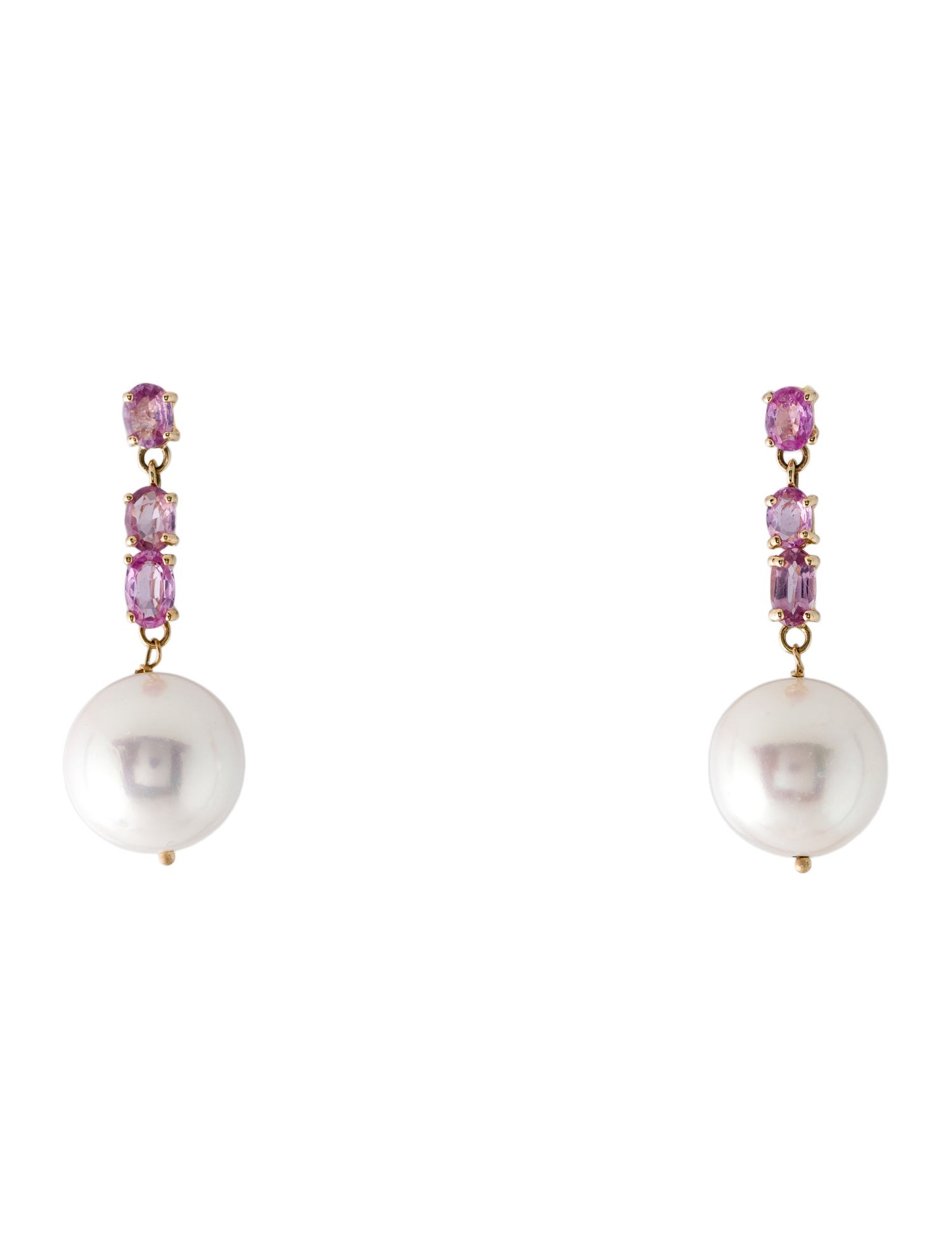 Earrings 14K Sapphire & Pearl Drop Earrings