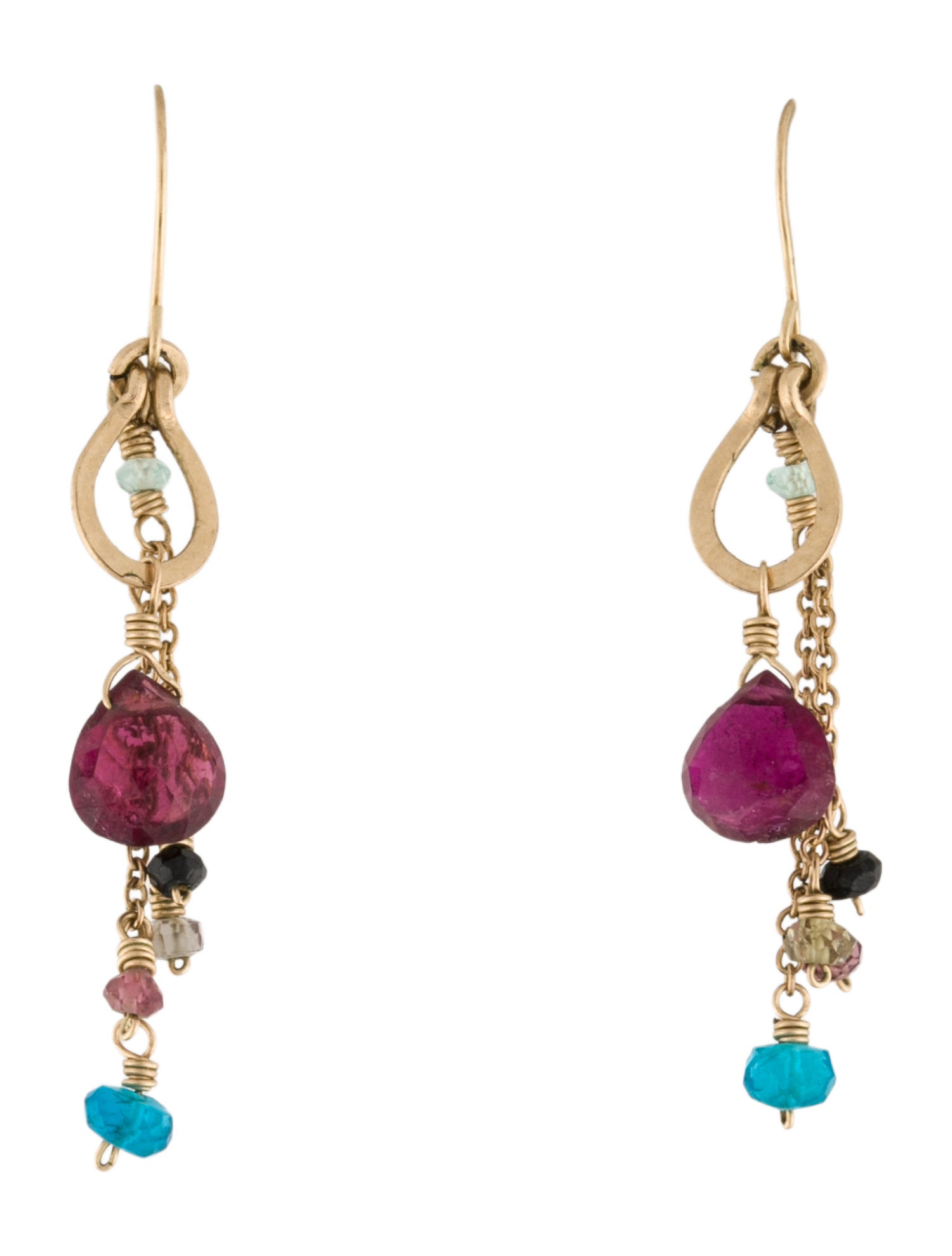 Earrings 14K Multistone Drop Earrings