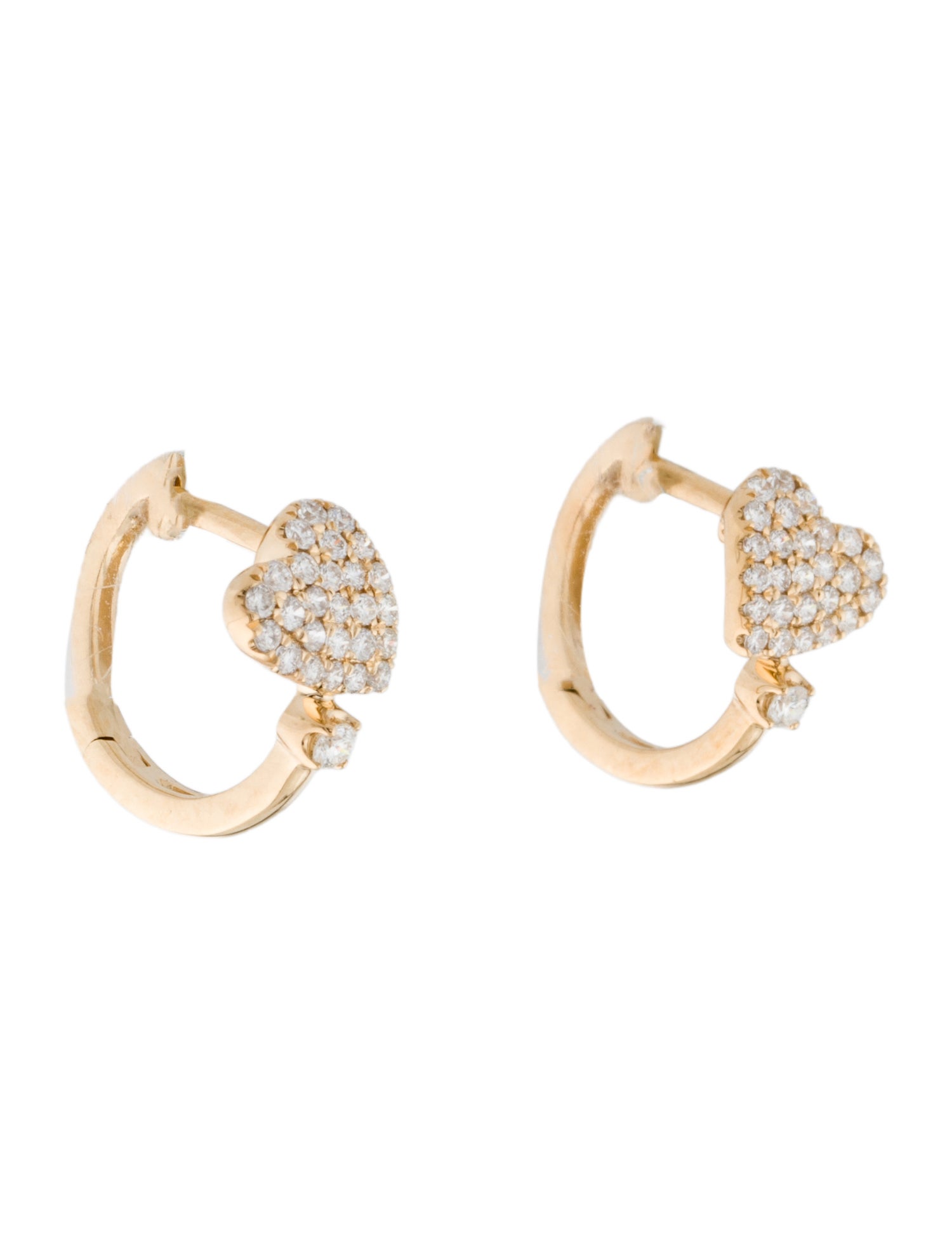 Earrings 14K Diamond Heart Huggie Earrings