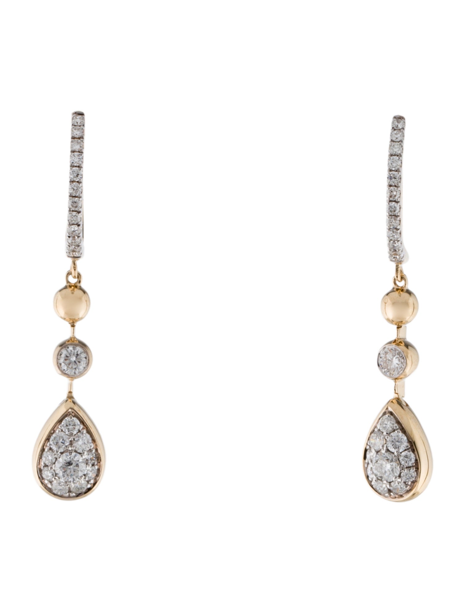 Earrings 14K Diamond Huggie Drop Earrings