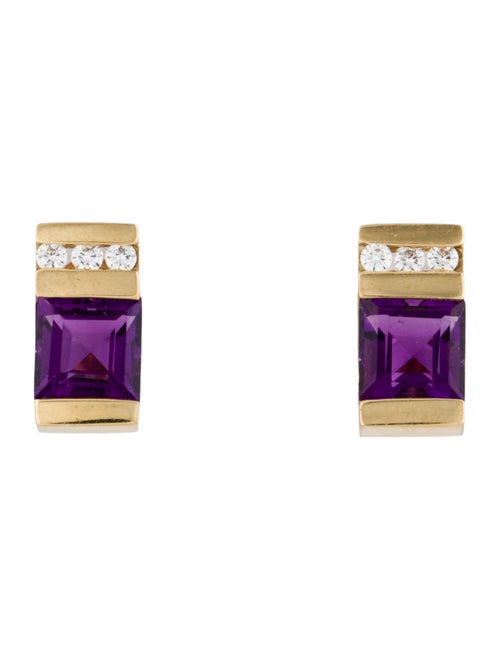 Earrings 14K 2.04ctw Amethyst & Diamond Stud Earrings