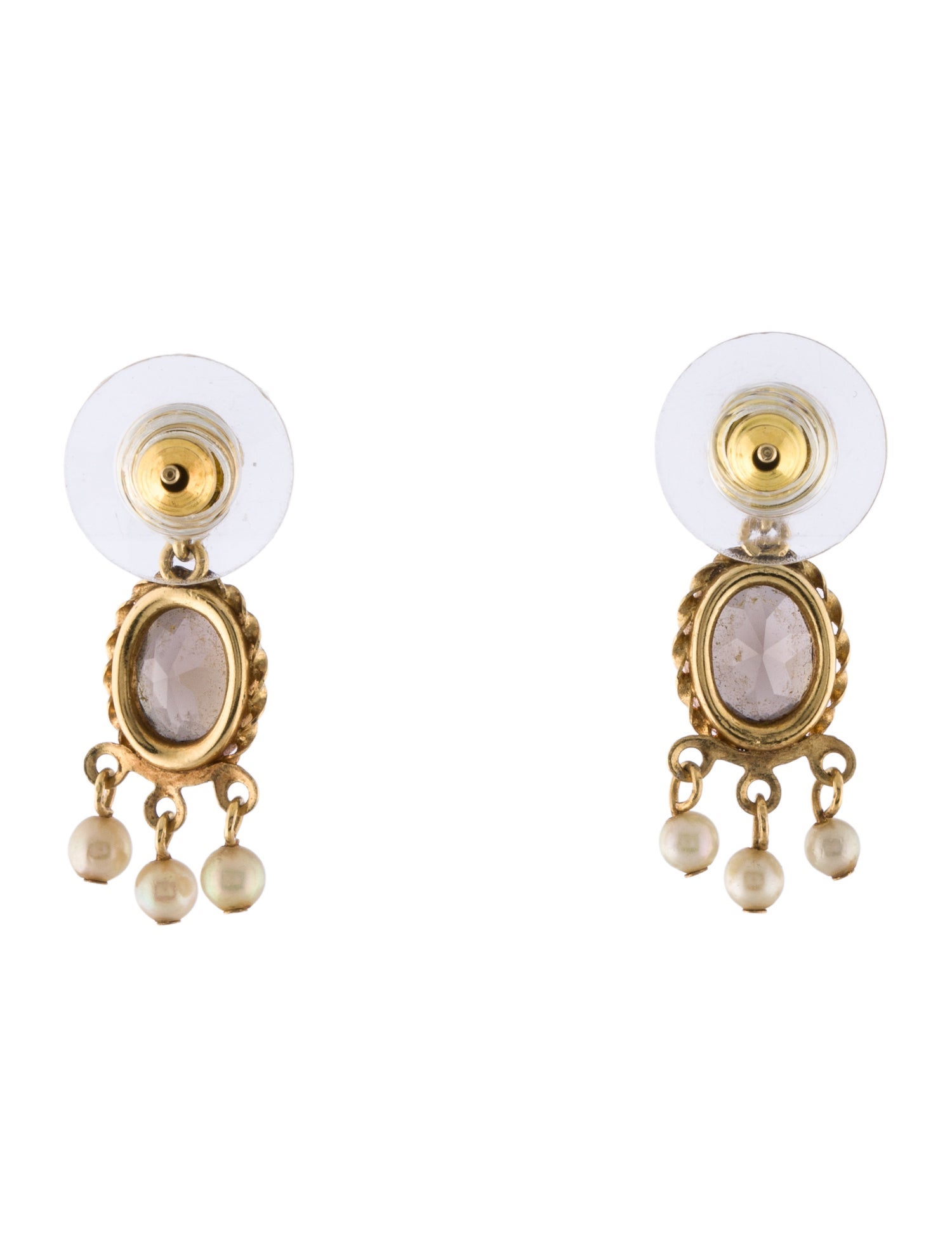 Earrings 14K pearl & Smokey Quartz Drop Earrings