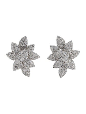 Earrings 14K 3.50ctw Diamond Flower Earclips
