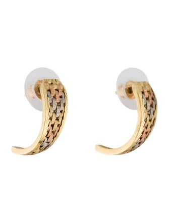 Earrings 14K Tri-Tone J-Hoop Earrings