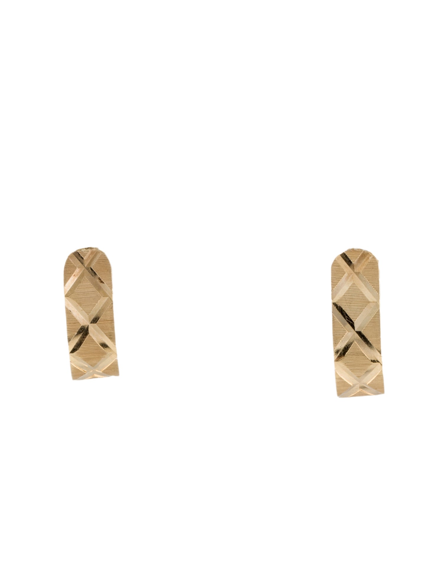 Earrings 14K 'X' Textured J Hoop
