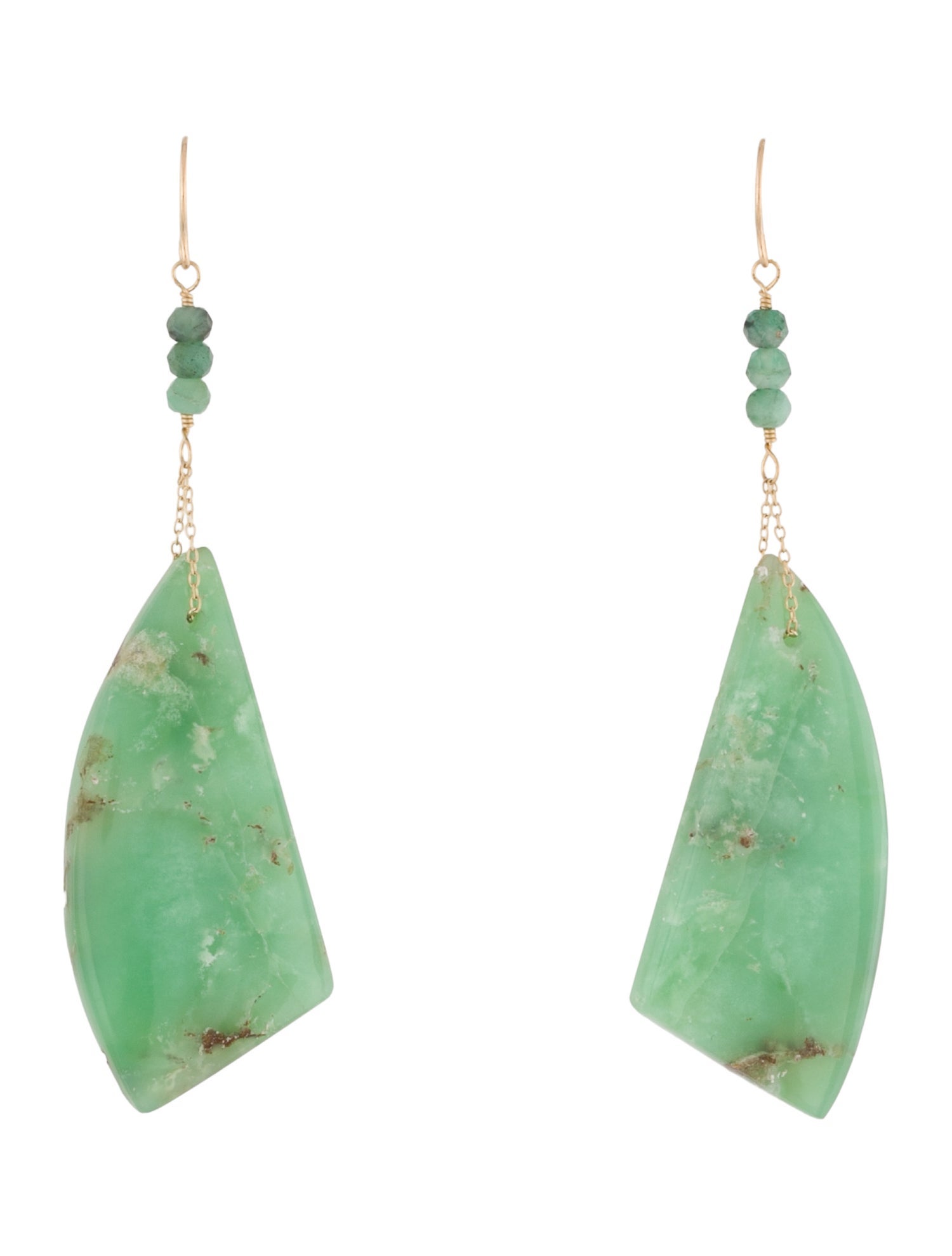 Earrings 14K Chrysoprase & Emerald Drop