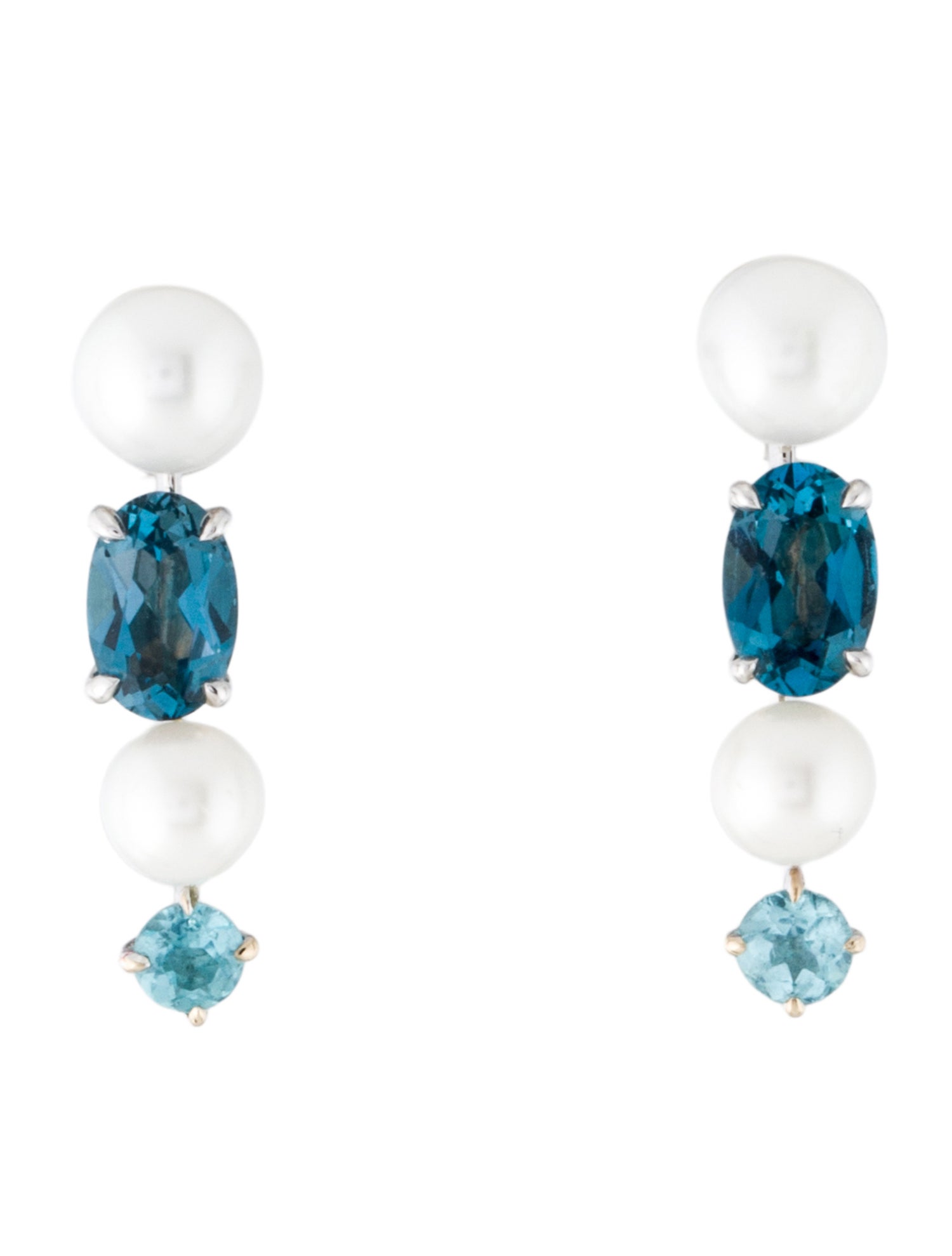 Earrings 18K Cultured Pearl, Topaz & Apatite Drop
