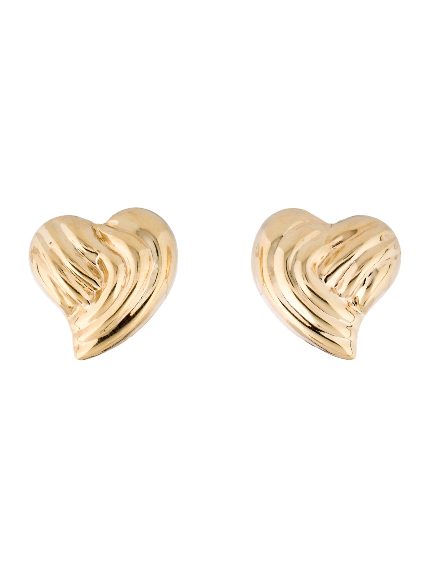 Earrings 14K Fluted Heart Earclips