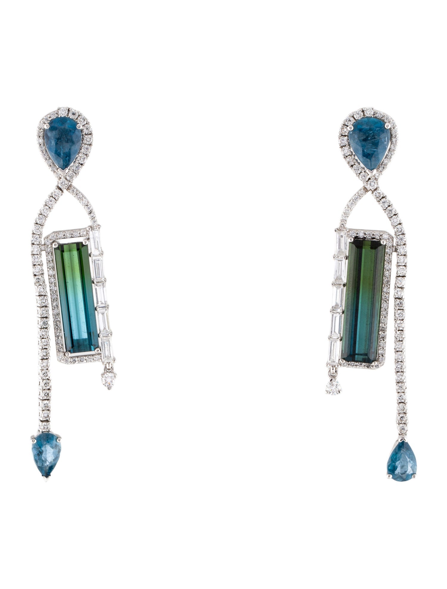 Graziela 18K Tourmaline, Aquamarine & Diamond Drop Earrings