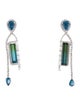 Graziela 18K Tourmaline, Aquamarine & Diamond Drop Earrings