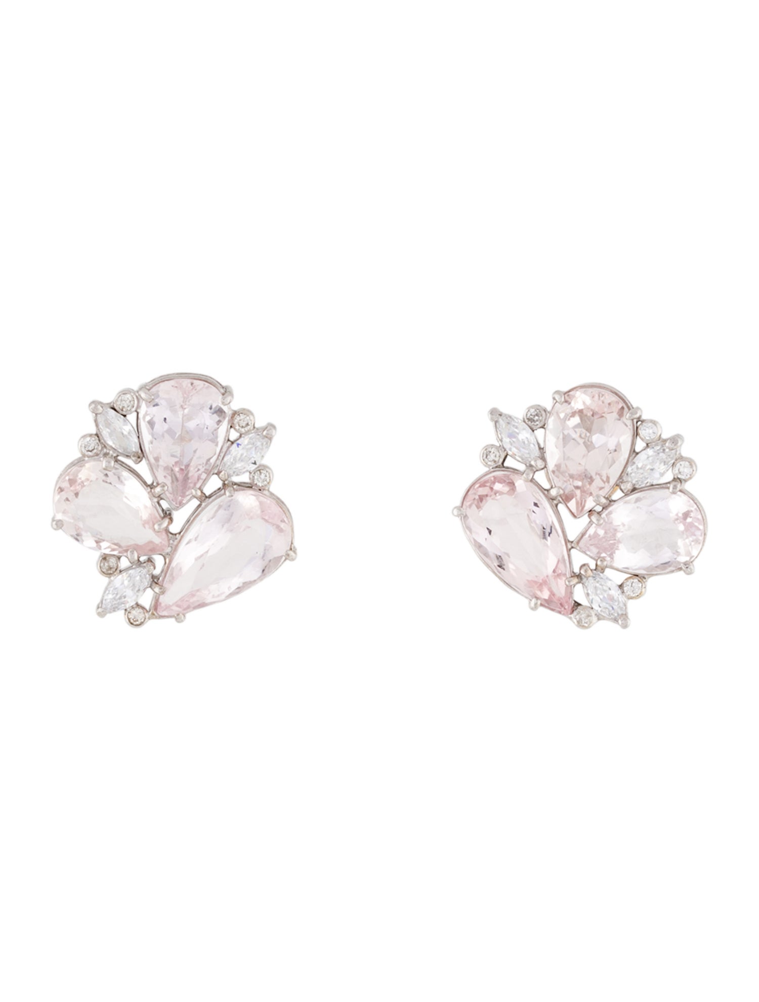 Earrings 18K Morganite & Diamond Stud Earrings