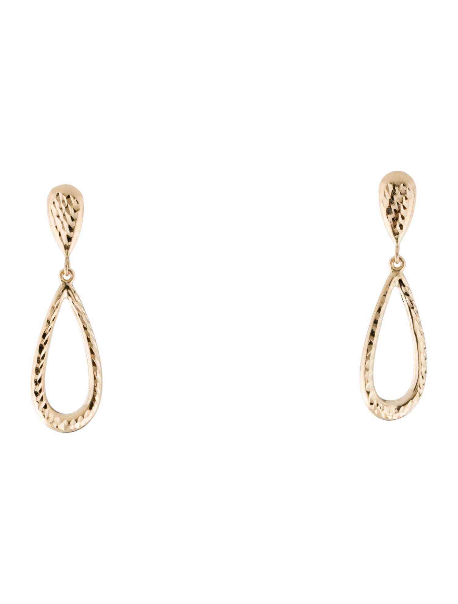 Earrings 14K Textured Teardrop Drop Earrings