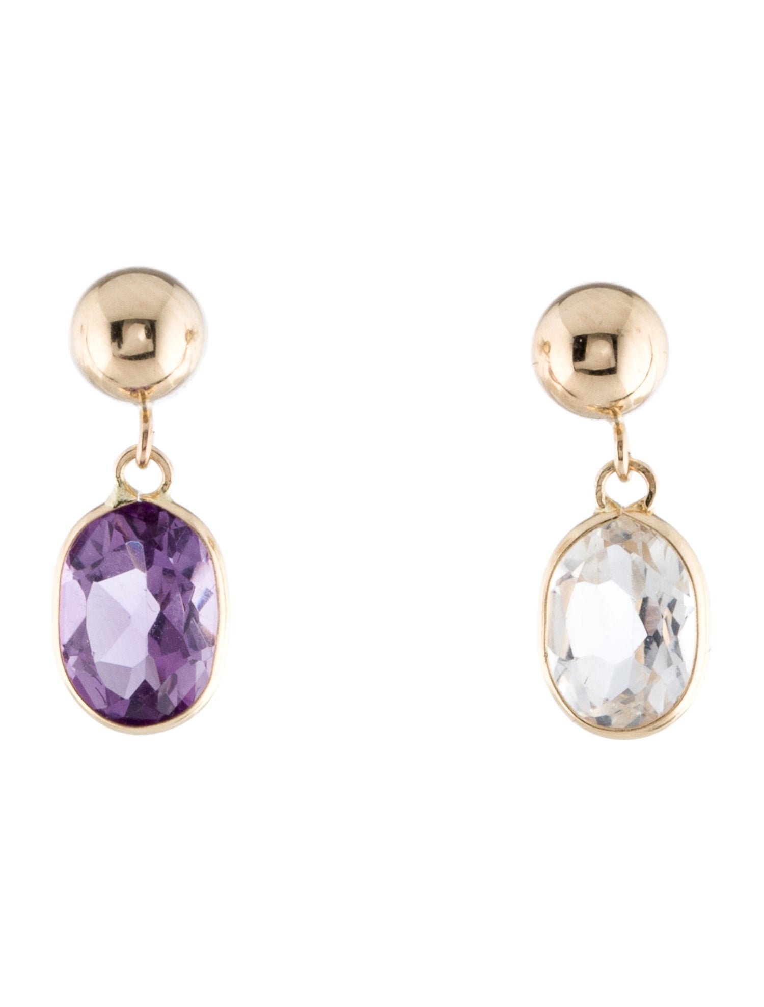 Earrings 14K Amethyst & Topaz Drop Earrings