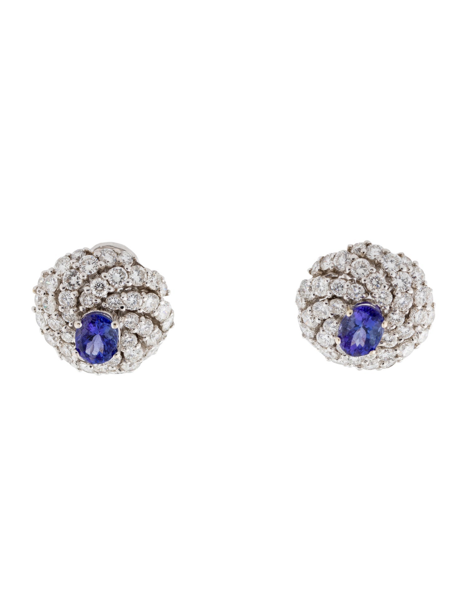 Earrings 18K 7.20ctw Diamond & Tanzanite Earclips