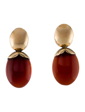 Earrings 14K Carnelian Drop Earclips