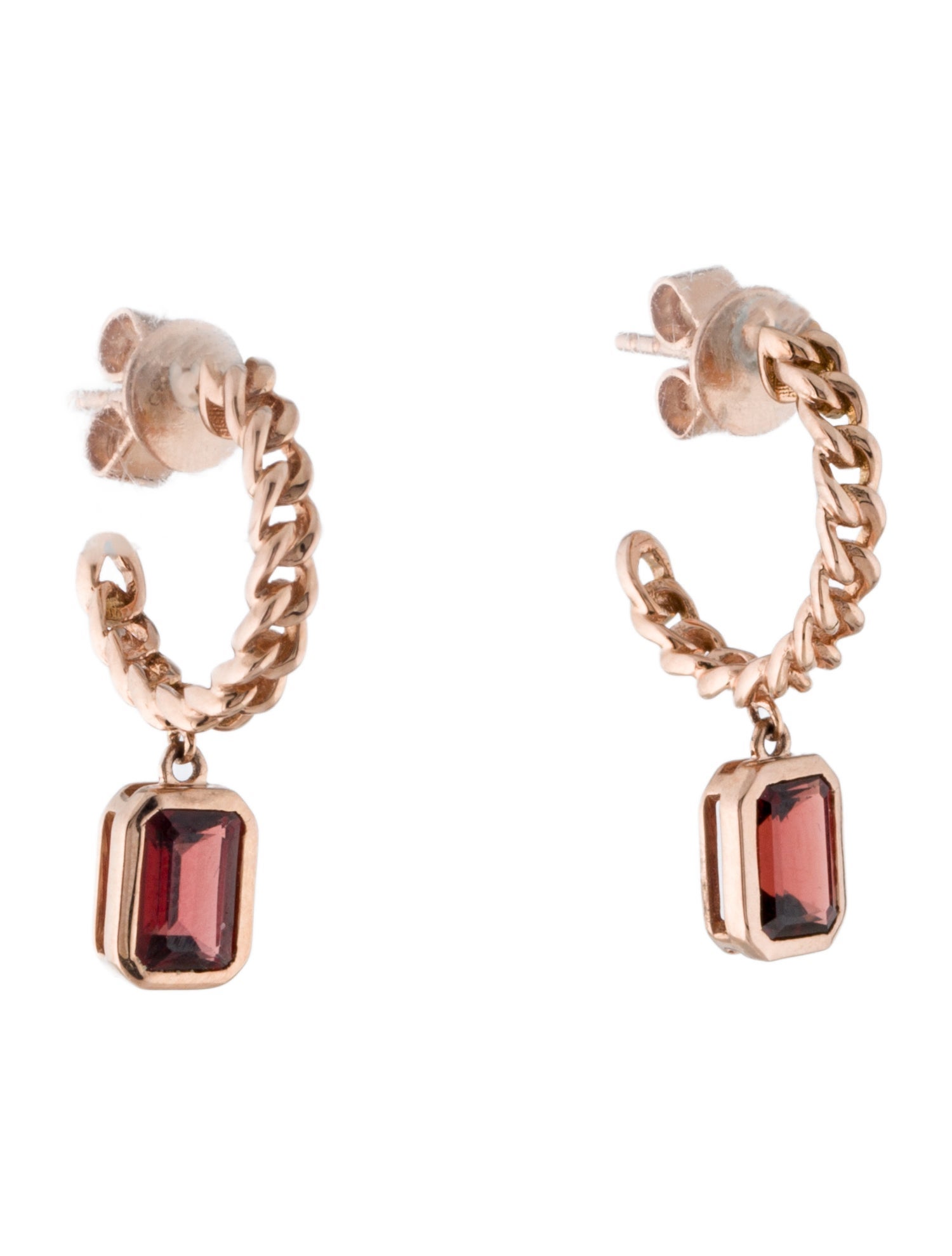 Earrings 14K 1.28ctw Garnet Hoop Drop Earrings