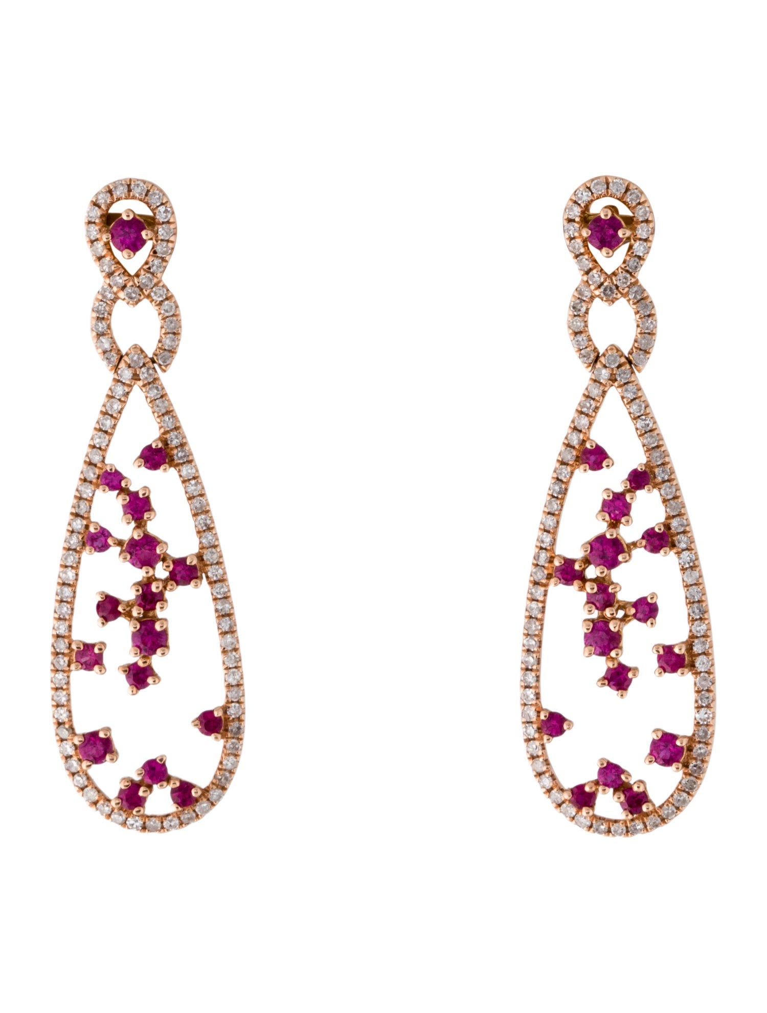 Earrings 14K Ruby & Diamond Drop Earrings