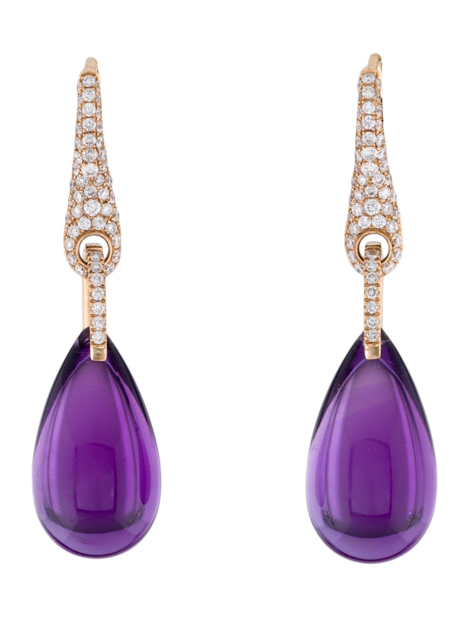 Earrings 18K Amethyst & Diamond Drop Earrings