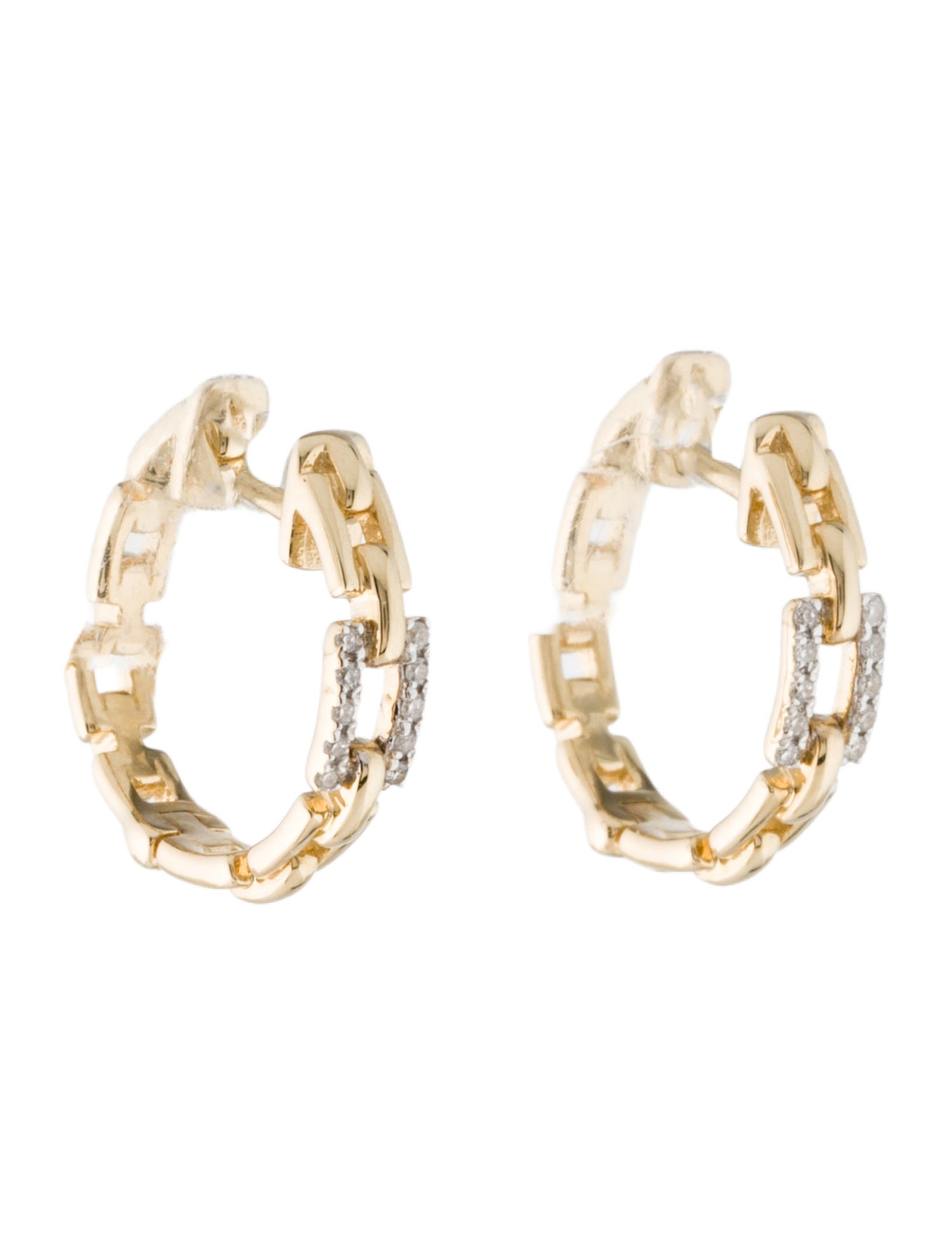 Earrings 14K Diamond Chain Link Hoop Earrings