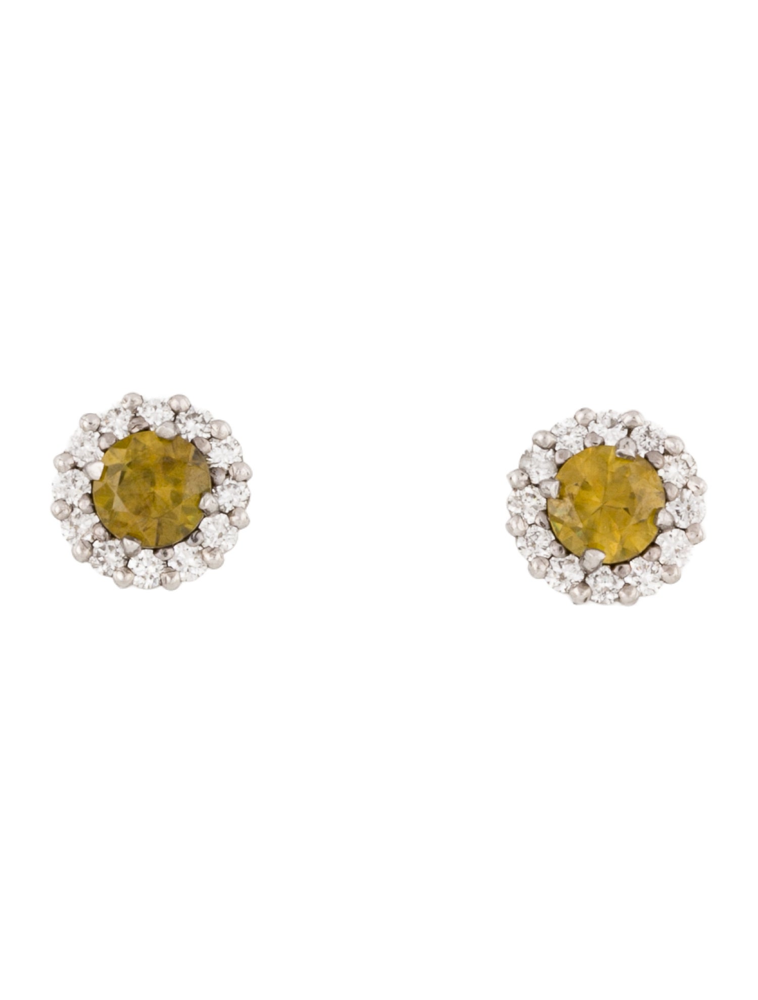 Earrings 14K 1.49ctw Sphene & Diamond Halo Stud Earrings