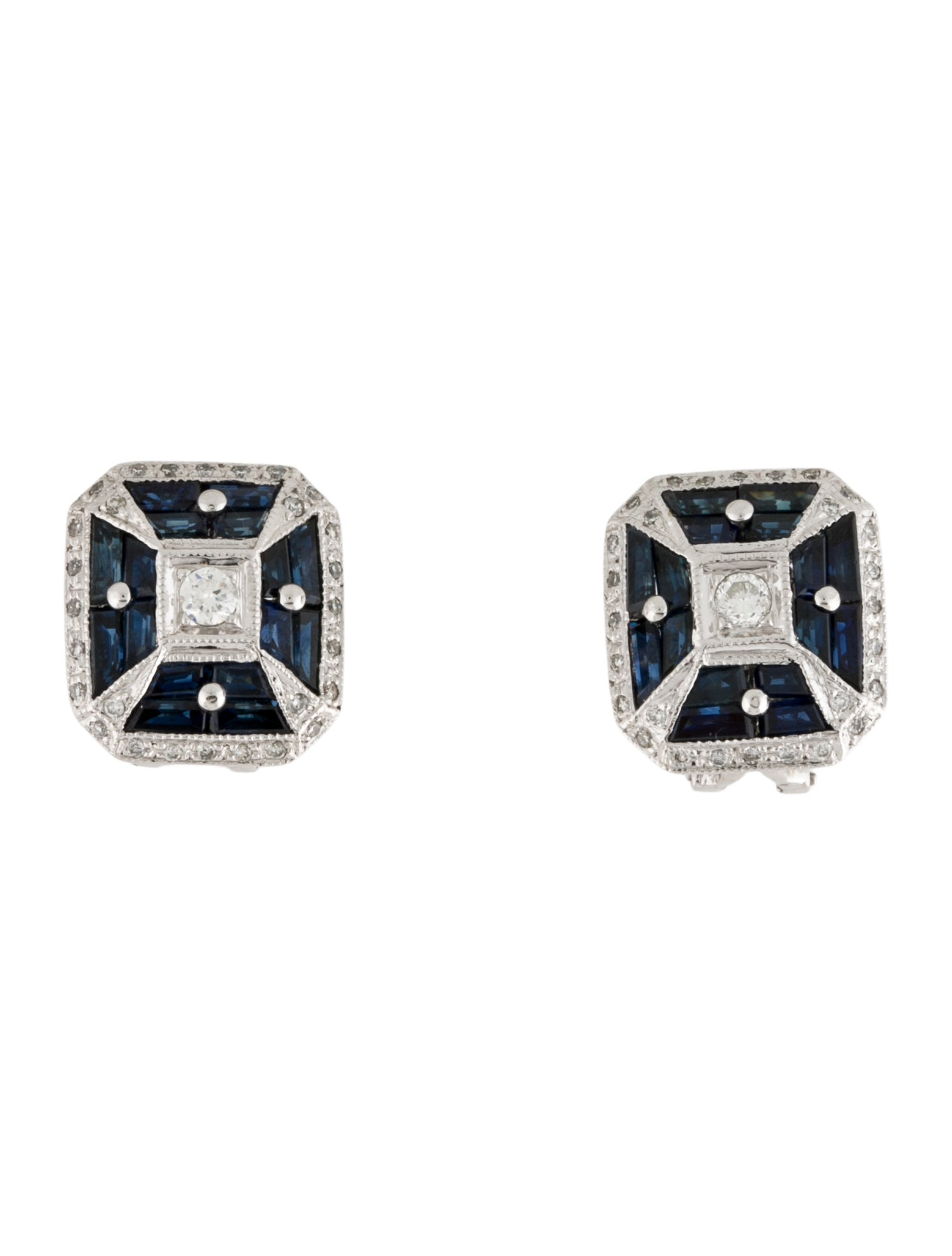 Earrings 14K Sapphire & Diamond Earclips