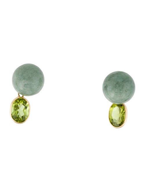 Earrings 14K 2.92ctw Peridot & Jadeite Drop Earrings