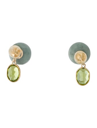 Earrings 14K 2.92ctw Peridot & Jadeite Drop Earrings