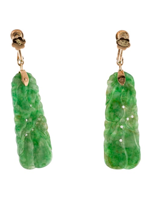 Earrings 14K Jadeite Clip-On Drop Earrings