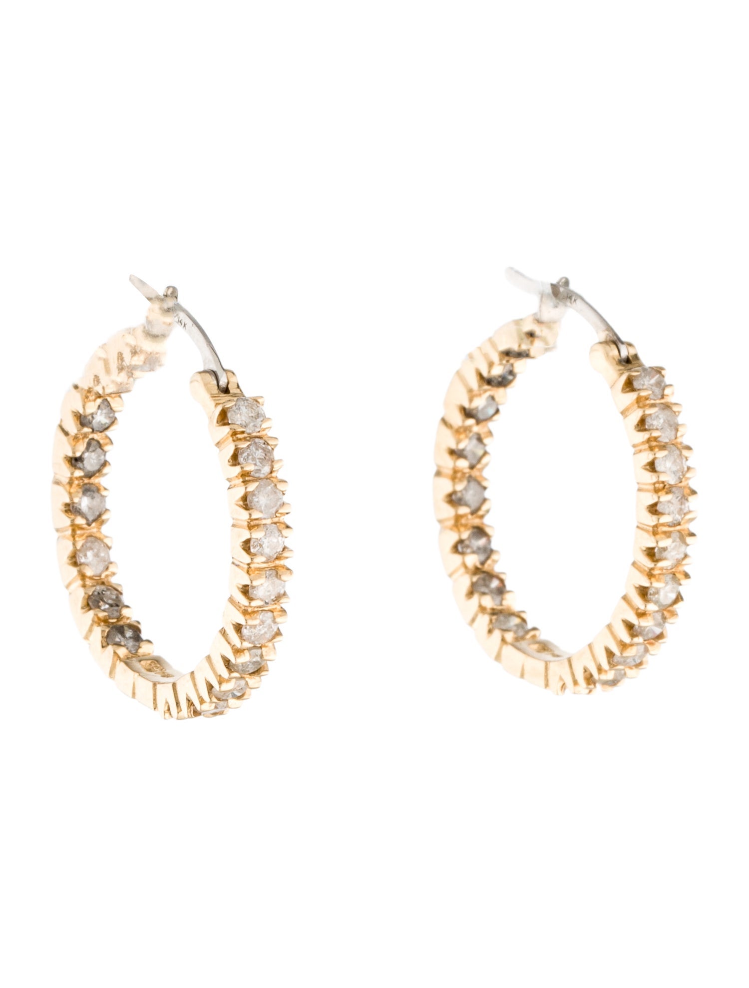 Earrings 14K Diamond Inside-Outside Hoop Earrings