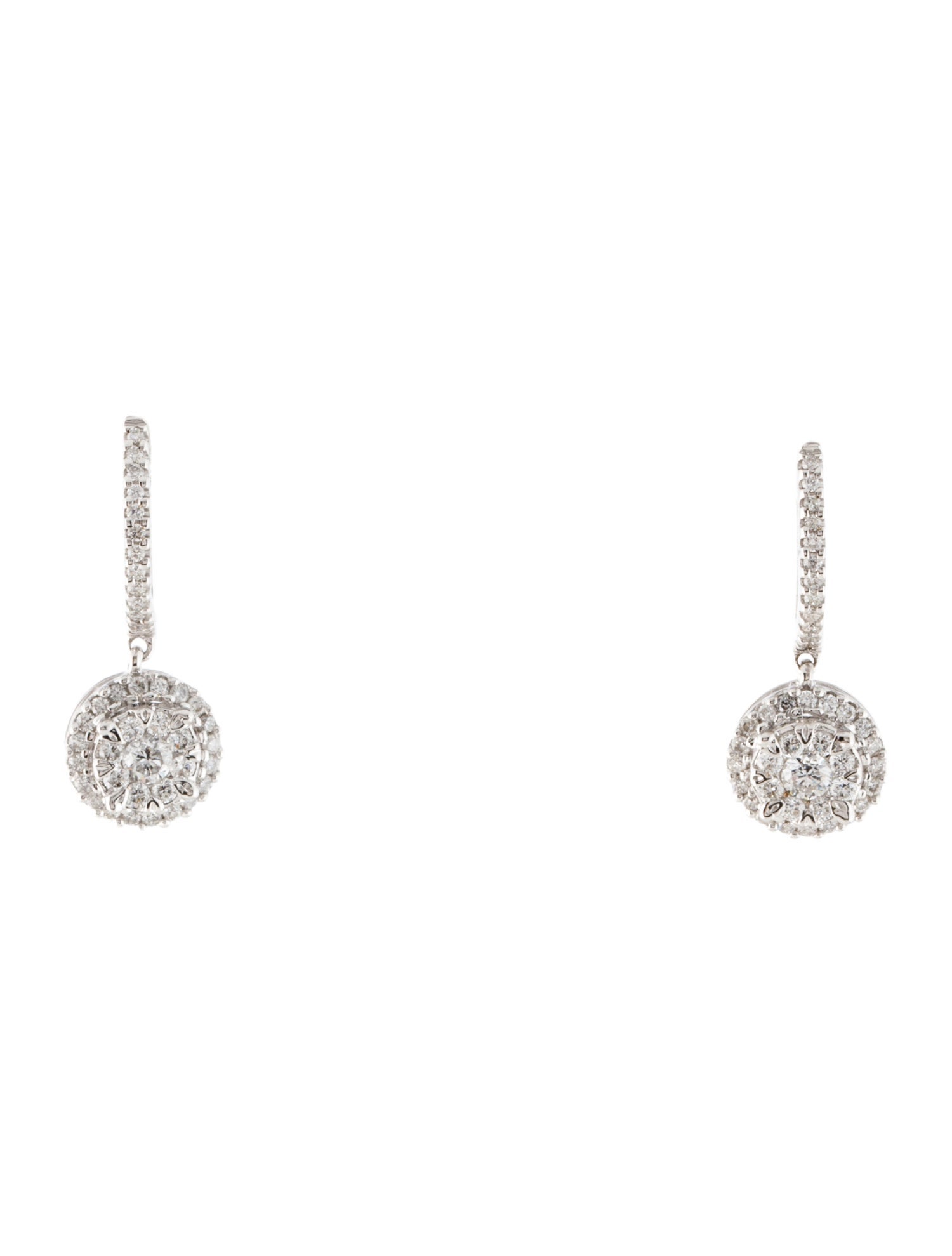 Earrings 14K Diamond Cluster Drop Earrings