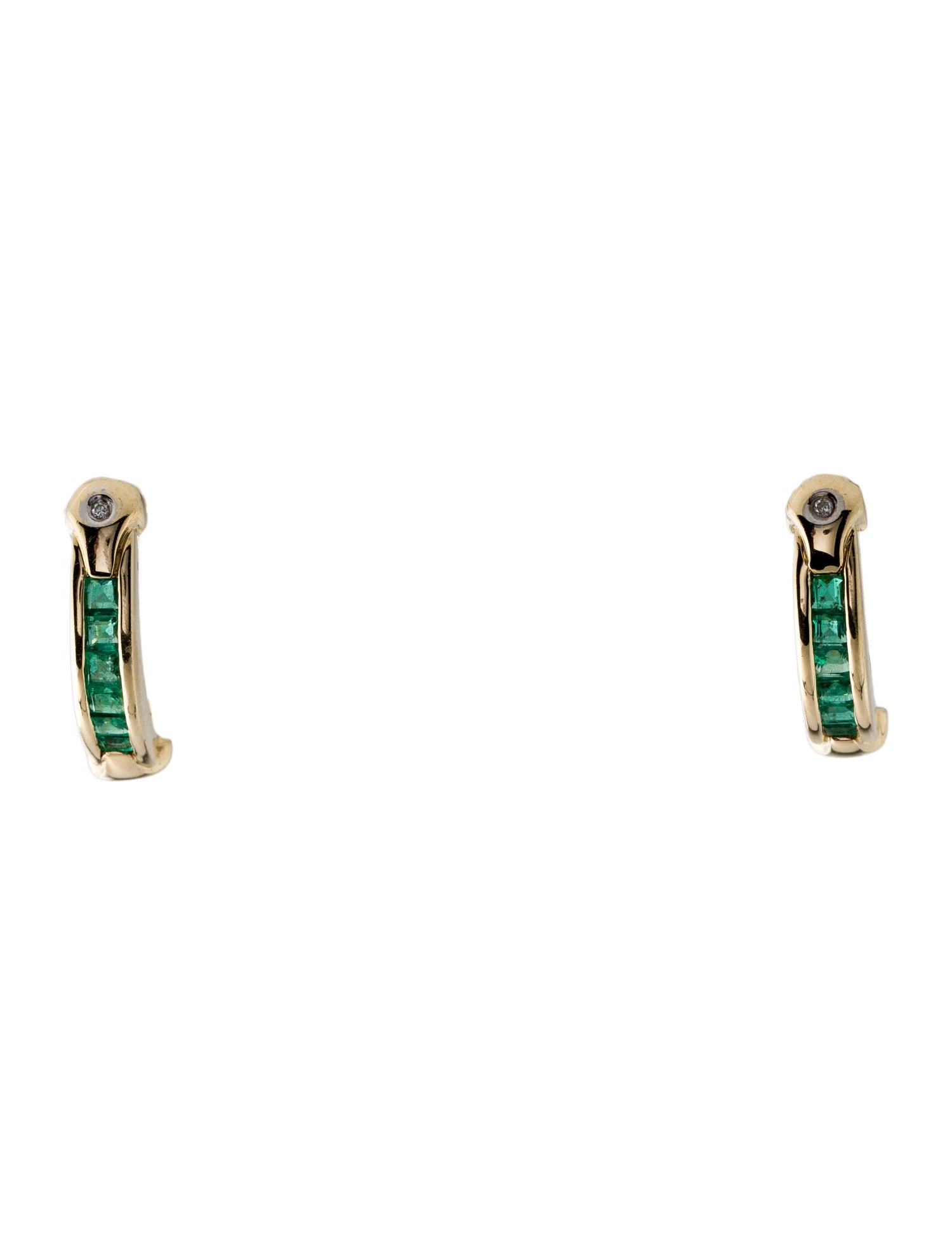 Earrings 14K Emerald & Diamond Earclip Earrings