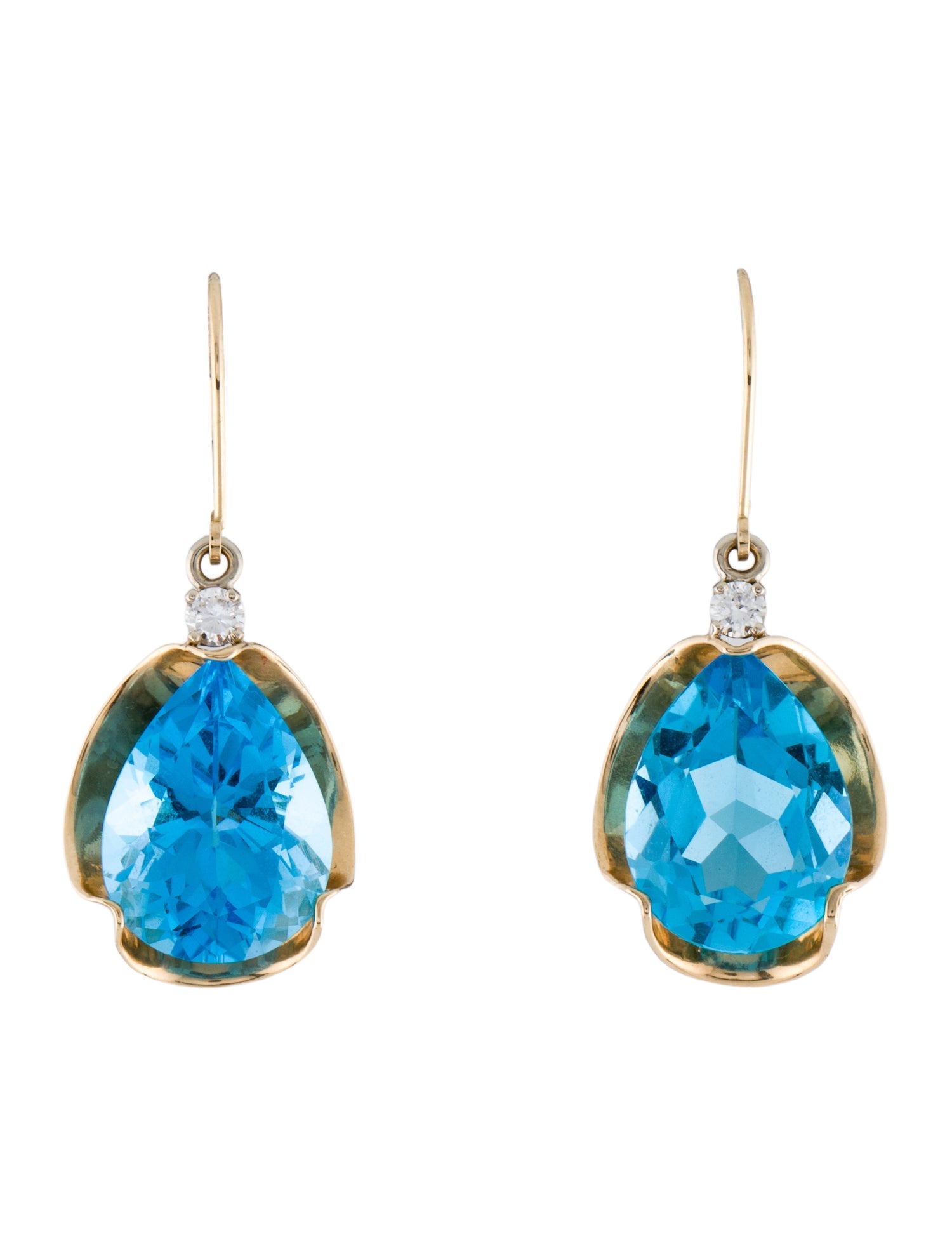 Earrings 14K Topaz & Diamond Drop Earrings