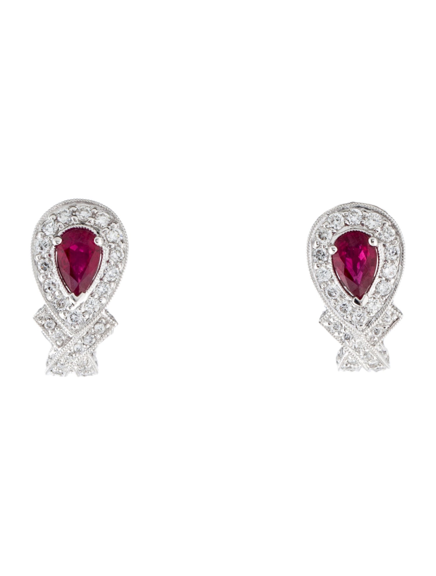 Earrings 14K Ruby & Diamond Earclips