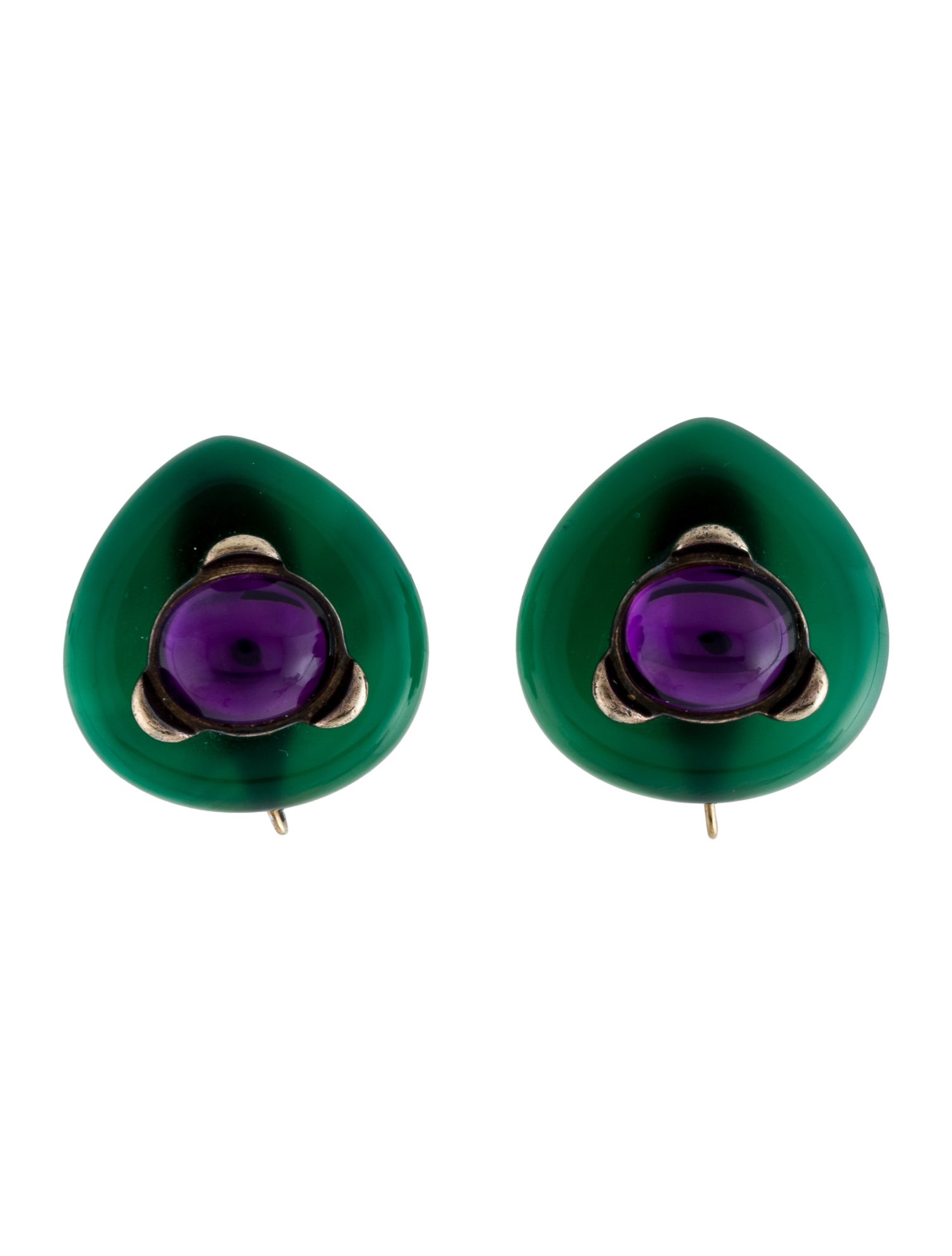Kai-Yin Lo Amethyst & Dyed Chalcedony Earclip Earrings