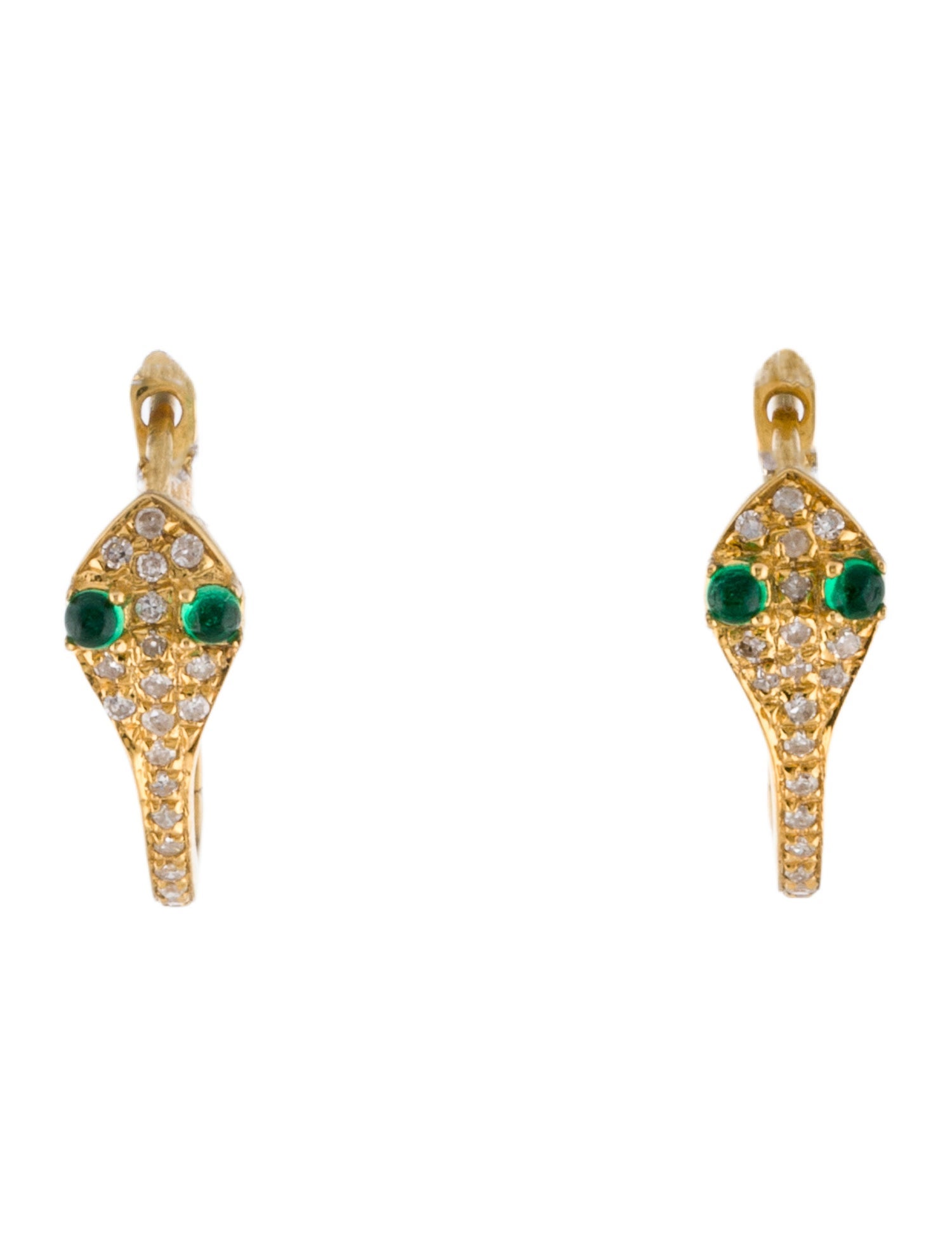 Earrings 18K Emerald & Diamond Snake Huggie Earrings