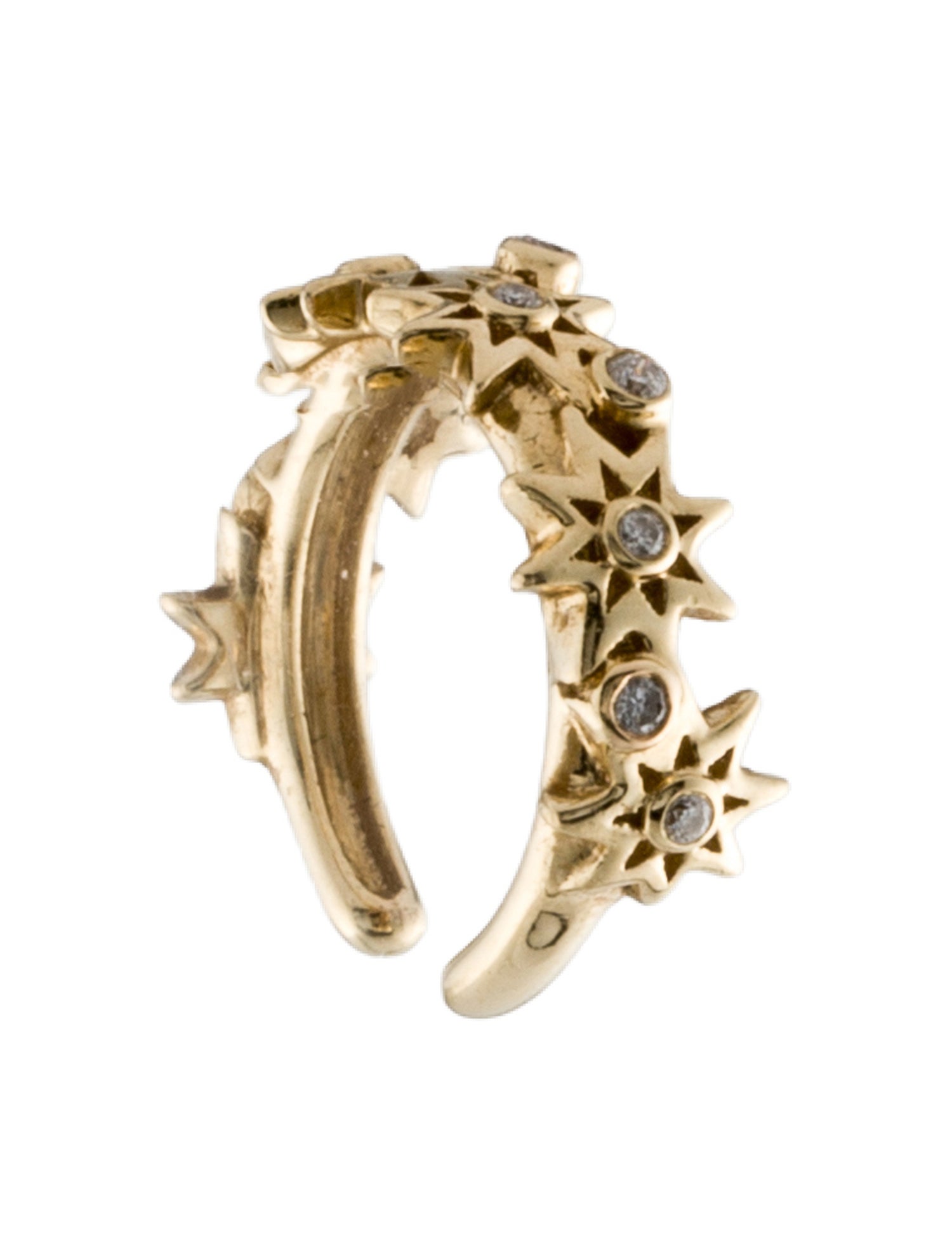 Earrings 14K Diamond Star Single Ear Cuff