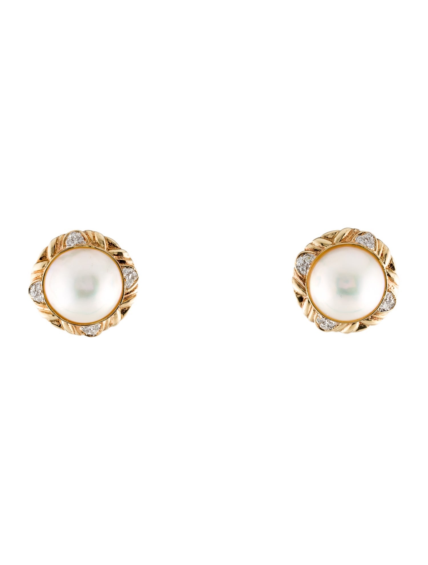 Earrings 14K Pearl & Diamond Earclips