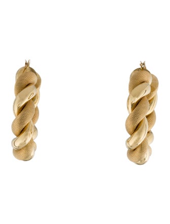 Earrings 18K Textured Twisted Hoop Earrings