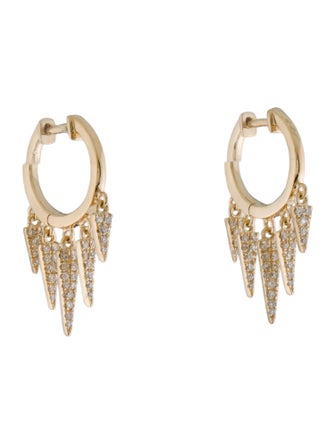 Earrings 14K Diamond Spike Fringe Huggie Earrings