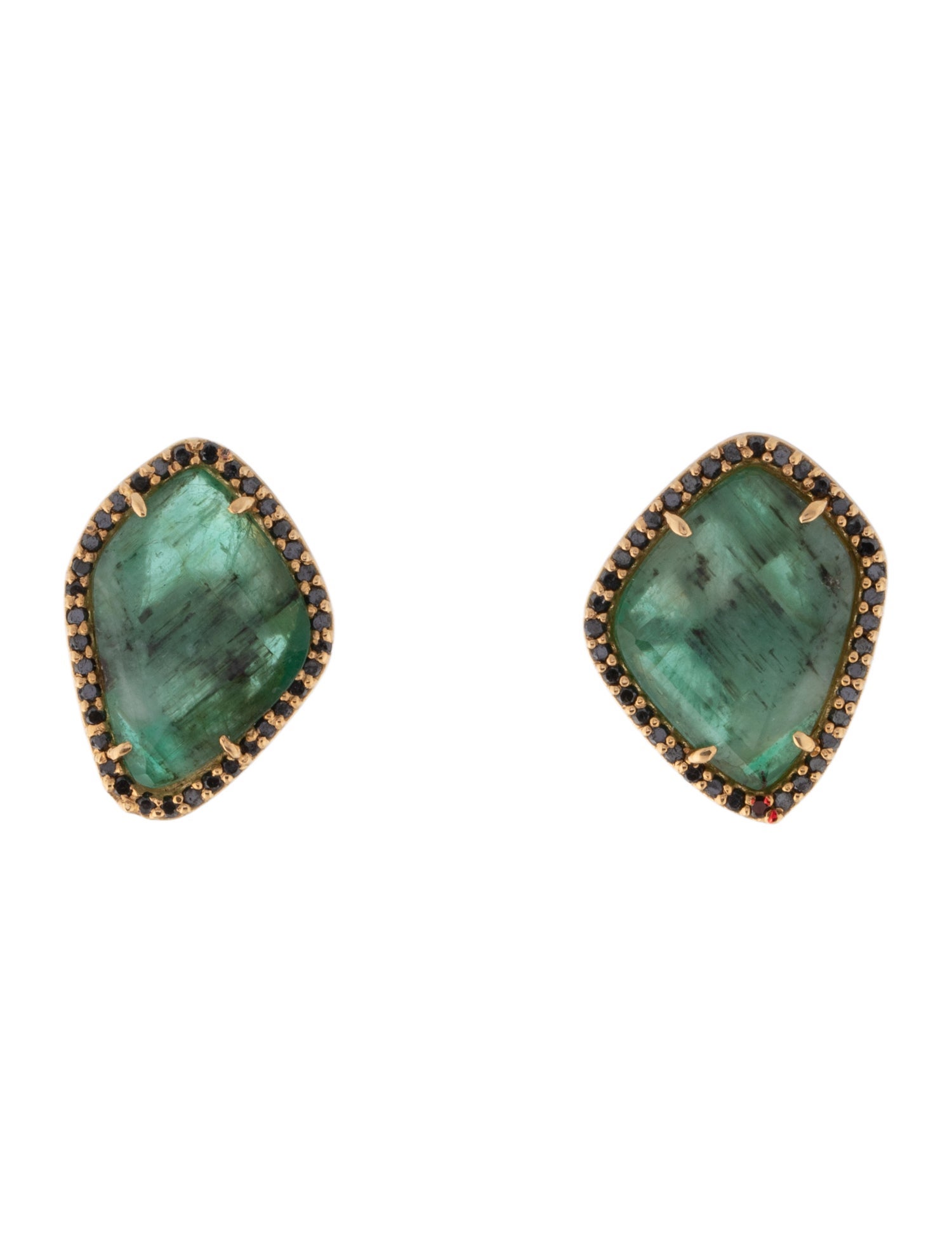 Earrings 18K Emerald & Diamond Stud