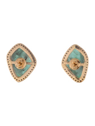 Earrings 18K Emerald & Diamond Stud Earrings