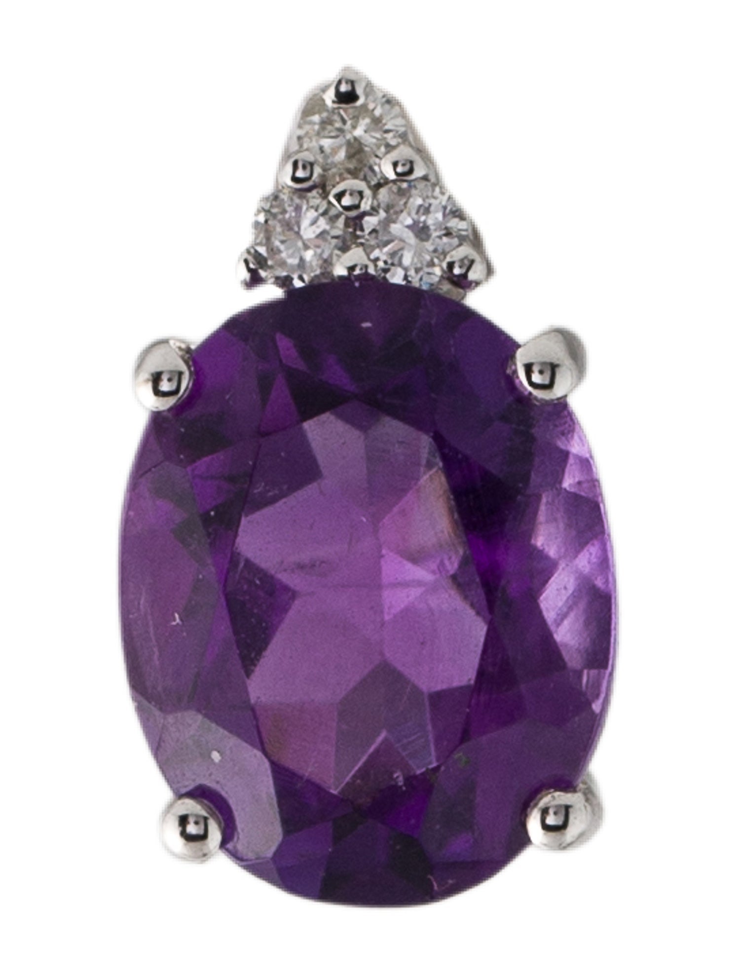 Earrings 14K Diamond & Amethyst Single Stud