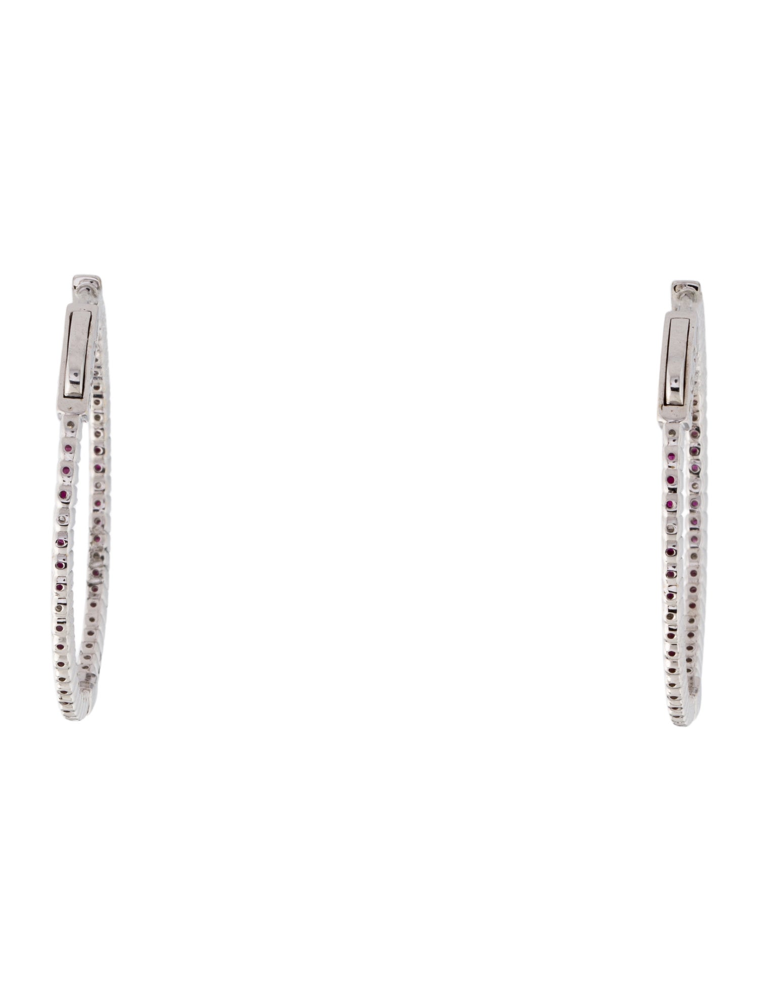 Earrings 14K Ruby & Diamond Inside-Out Hoop Earrings