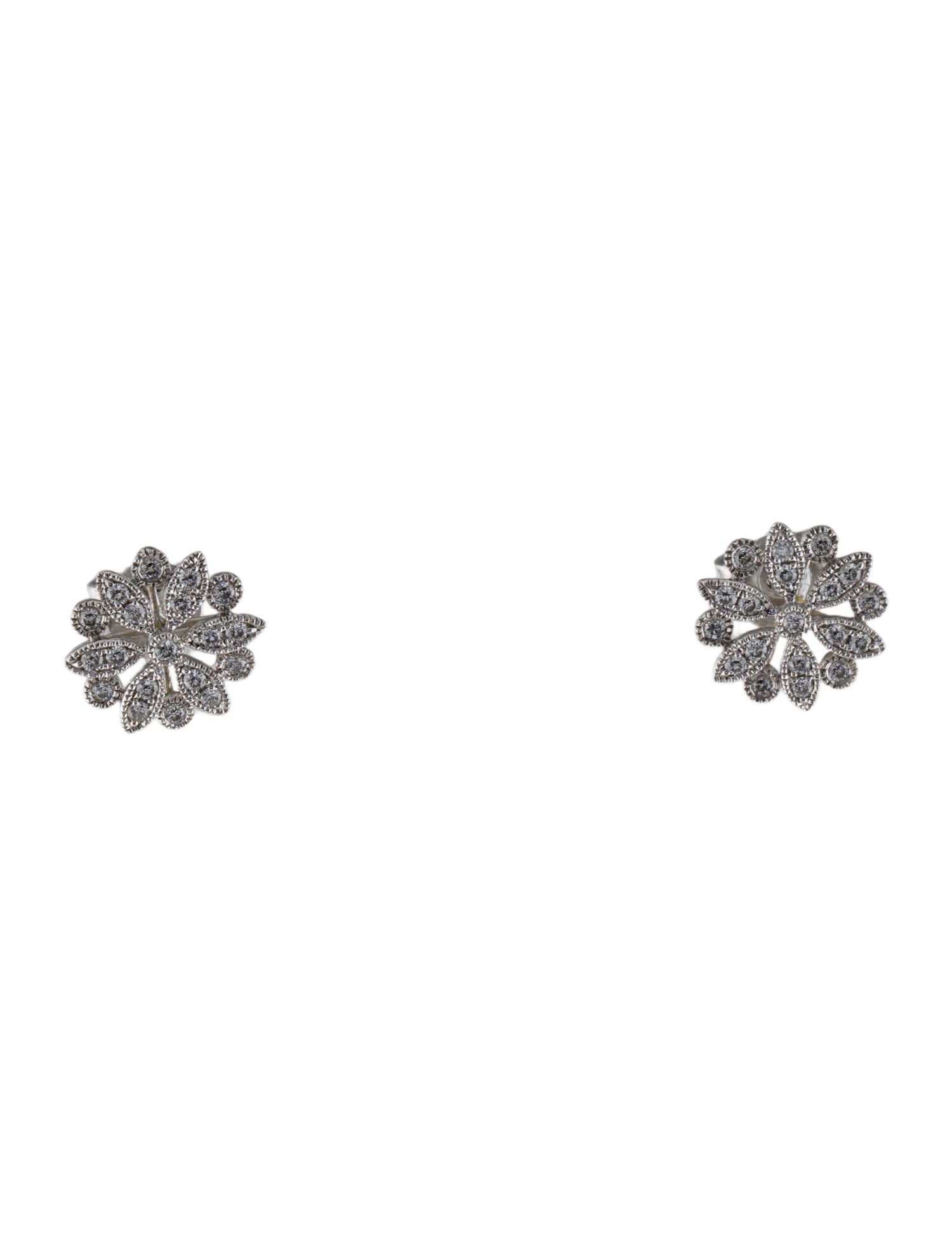 Earrings 14K Diamond Flower Stud Earrings