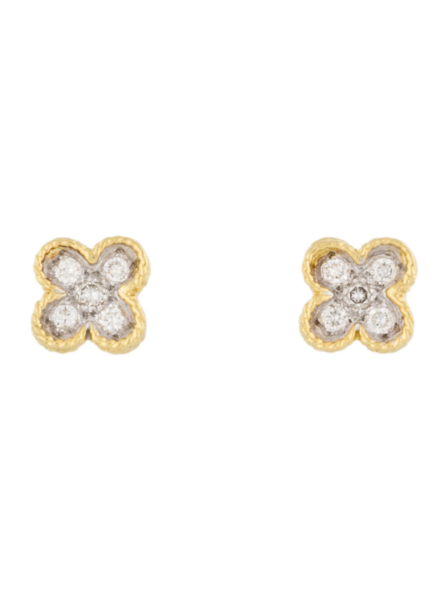 Earrings 18K Diamond Quatrefoil Stud Earrings