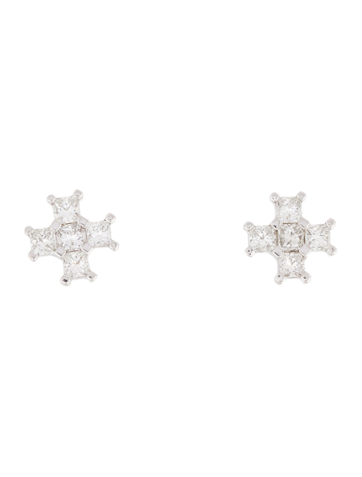 Earrings 18K 1.05ctw Diamond Cross Stud