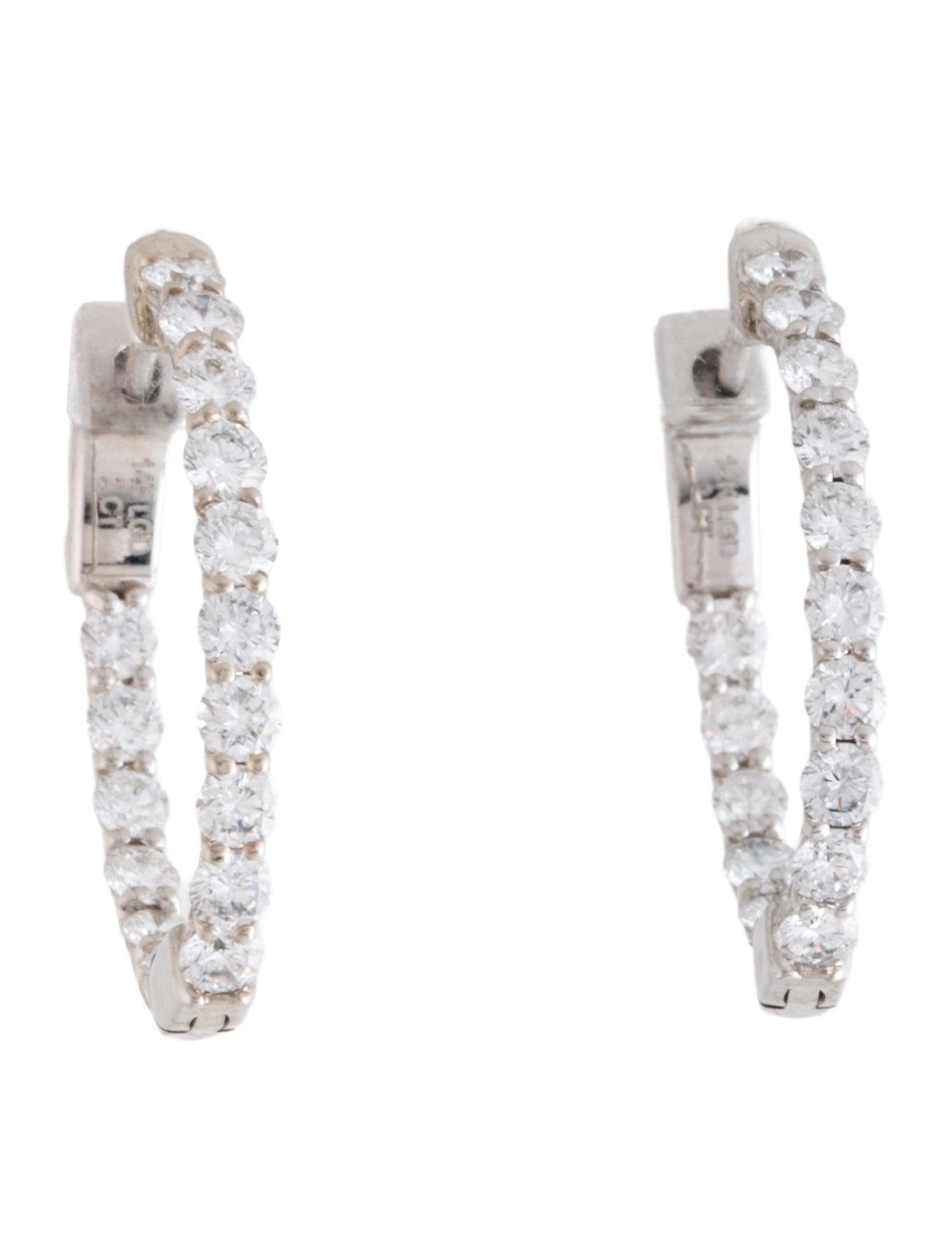 Earrings 14K 1.92CTW Lab Grown Diamond Inside Outside Hoop Earrings