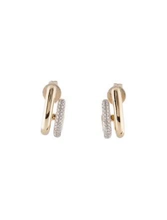 Earrings 14K Diamond J Hoop Stud Earrings