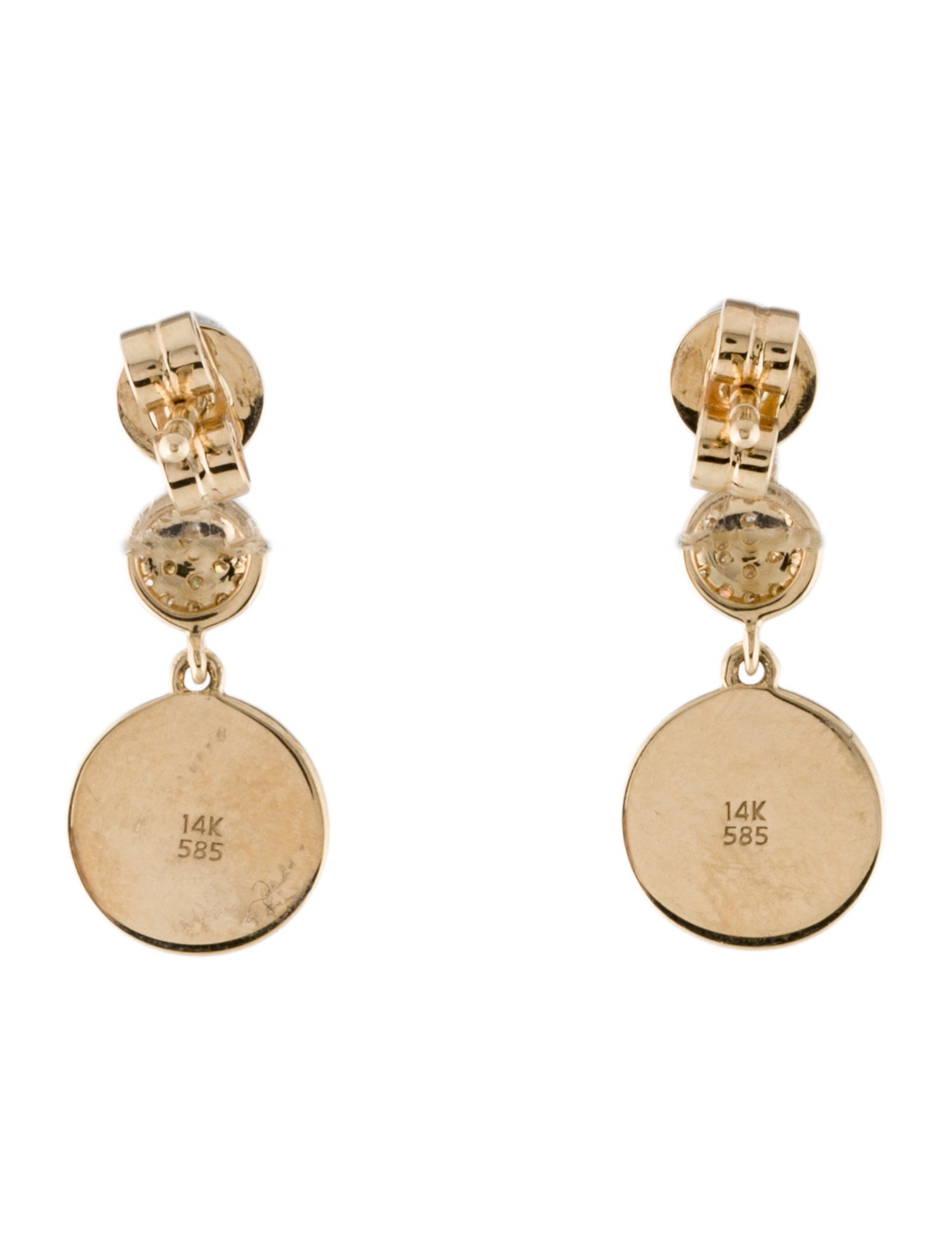 Earrings 14K Diamond Disc Drop Earrings